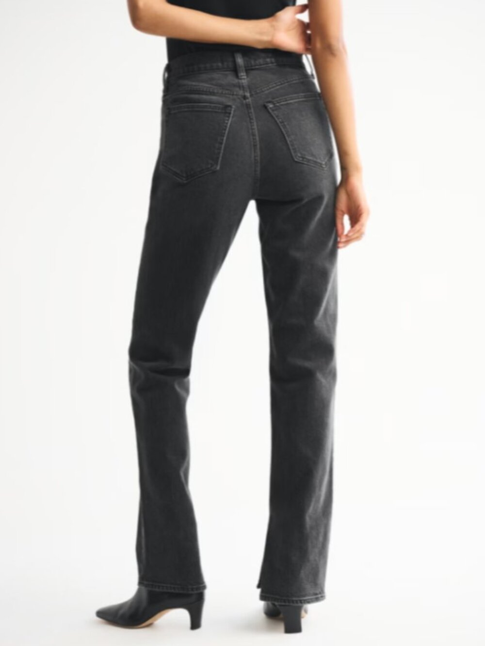 Abercrombie 90s Slim Straight Jeans Women 27L Black Ultra High Rise Charcoal